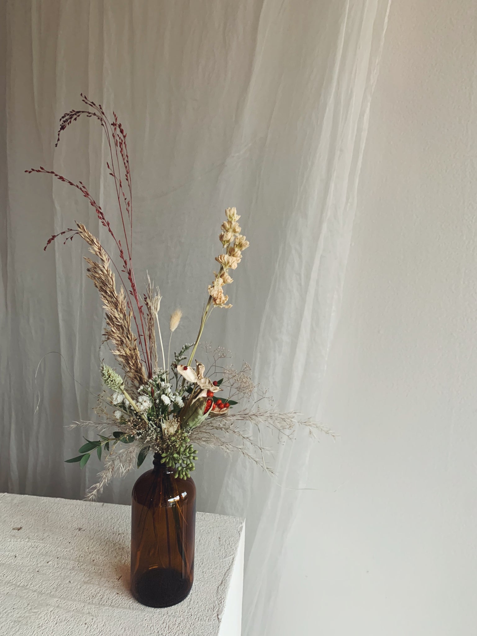 Flower Delivery Vancouver-The Dried Bottle Arrangement-Dried Flower Arrangements-Florist-The Wild Bunch Flower Shop