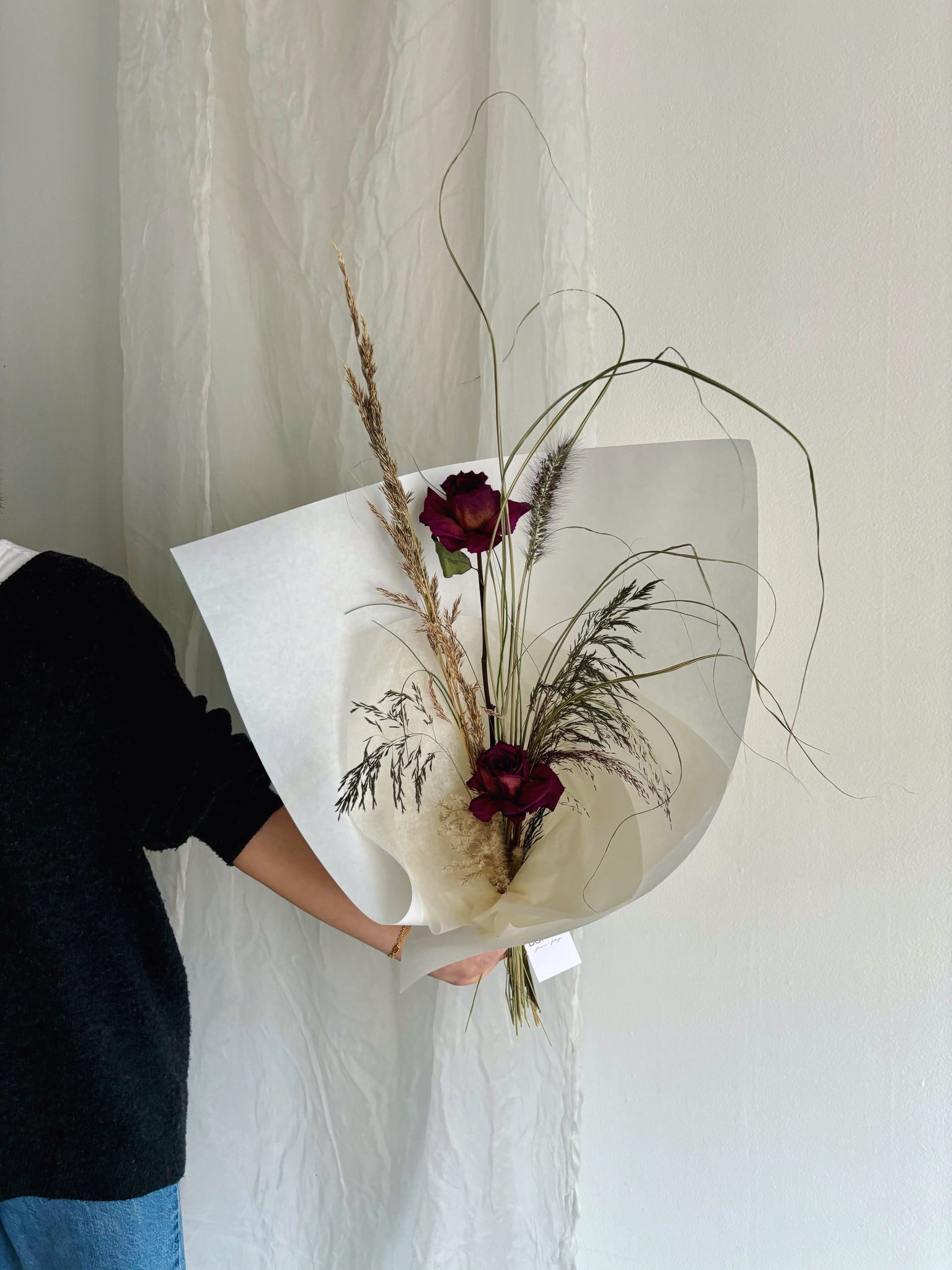 Flower Delivery Vancouver-Roses & Grasses Bouquet #1-Dried Flower Bouquets-Florist-The Wild Bunch Flower Shop