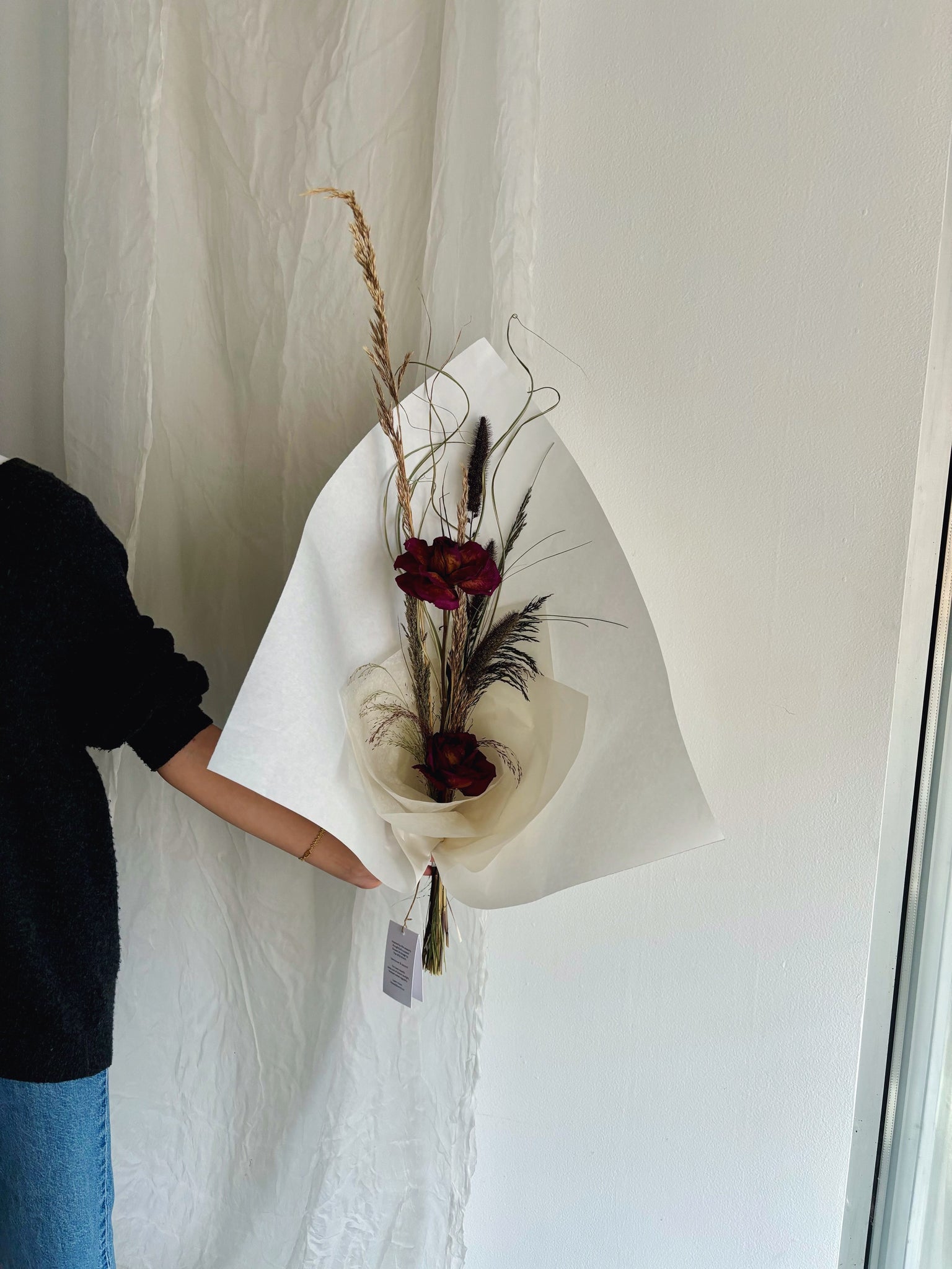 Flower Delivery Vancouver-Roses & Grasses Bouquet #2-Dried Flower Bouquets-Florist-The Wild Bunch Flower Shop