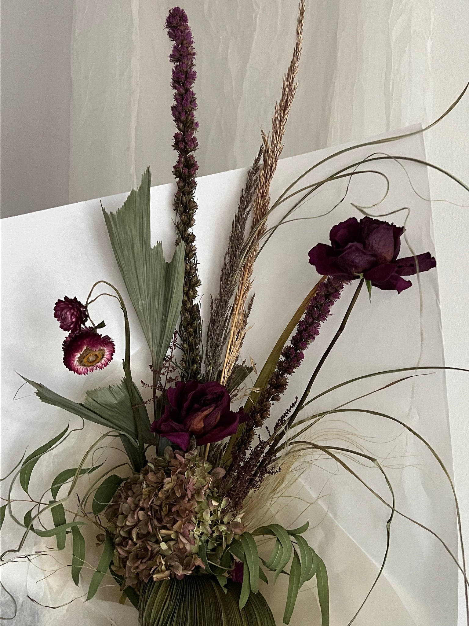 Flower Delivery Vancouver-Burgundy & Greens Bouquet-Dried Flower Bouquets-Florist-The Wild Bunch Flower Shop